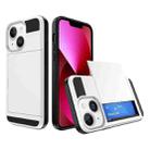 For iPhone 13 Multifunction Armor Slide Card Slot Phone Case(White) - 1