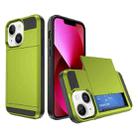 For iPhone 13 Multifunction Armor Slide Card Slot Phone Case(Grass Green) - 1