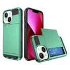 For iPhone 13 Multifunction Armor Slide Card Slot Phone Case(Mint Green) - 1
