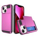 For iPhone 13 Multifunction Armor Slide Card Slot Phone Case(Pink) - 1