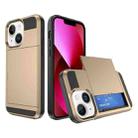 For iPhone 13 Multifunction Armor Slide Card Slot Phone Case(Gold) - 1