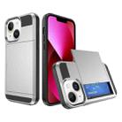 For iPhone 13 Multifunction Armor Slide Card Slot Phone Case(Silver) - 1