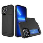 For iPhone 13 Pro Max Multifunction Armor Slide Card Slot Phone Case(Black) - 1