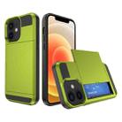 For iPhone 12 Multifunction Armor Slide Card Slot Phone Case(Grass Green) - 1