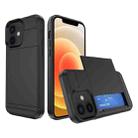 For iPhone 12 Multifunction Armor Slide Card Slot Phone Case(Black) - 1