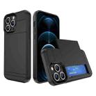 For iPhone 12 Pro Max Multifunction Armor Slide Card Slot Phone Case(Black) - 1