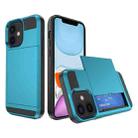 For iPhone 11 Multifunction Armor Slide Card Slot Phone Case(Sky Blue) - 1
