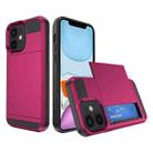 For iPhone 11 Multifunction Armor Slide Card Slot Phone Case(Rose Red) - 1