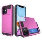 For iPhone 11 Multifunction Armor Slide Card Slot Phone Case(Pink) - 1