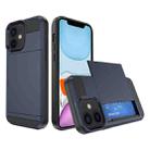 For iPhone 11 Multifunction Armor Slide Card Slot Phone Case(Navy Blue) - 1