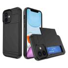 For iPhone 11 Multifunction Armor Slide Card Slot Phone Case(Black) - 1