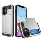 For iPhone 11 Multifunction Armor Slide Card Slot Phone Case(Silver) - 1