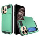 For iPhone 11 Pro Multifunction Armor Slide Card Slot Phone Case(Mint Green) - 1