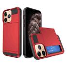 For iPhone 11 Pro Multifunction Armor Slide Card Slot Phone Case(Red) - 1