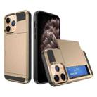 For iPhone 11 Pro Multifunction Armor Slide Card Slot Phone Case(Gold) - 1