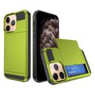For iPhone 11 Pro Max Multifunction Armor Slide Card Slot Phone Case(Grass Green) - 1