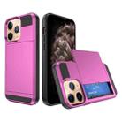 For iPhone 11 Pro Max Multifunction Armor Slide Card Slot Phone Case(Pink) - 1
