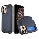 For iPhone 11 Pro Max Multifunction Armor Slide Card Slot Phone Case(Navy Blue) - 1