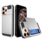 For iPhone 11 Pro Max Multifunction Armor Slide Card Slot Phone Case(Silver) - 1