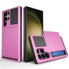 For Samsung Galaxy S23 Ultra 5G Multifunction Armor Slide Card Slot Phone Case(Pink) - 1