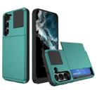 For Samsung Galaxy S23 5G Multifunction Armor Slide Card Slot Phone Case(Green Lake) - 1