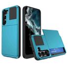For Samsung Galaxy S23 5G Multifunction Armor Slide Card Slot Phone Case(Sky Blue) - 1