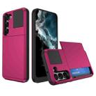 For Samsung Galaxy S23 5G Multifunction Armor Slide Card Slot Phone Case(Rose Red) - 1
