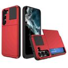 For Samsung Galaxy S23 5G Multifunction Armor Slide Card Slot Phone Case(Red) - 1