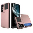 For Samsung Galaxy S23 5G Multifunction Armor Slide Card Slot Phone Case(Rose Gold) - 1