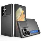 For Samsung Galaxy S22 Ultra 5G Multifunction Armor Slide Card Slot Phone Case(Black) - 1