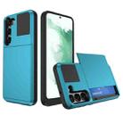For Samsung Galaxy S22+ 5G Multifunction Armor Slide Card Slot Phone Case(Sky Blue) - 1