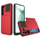 For Samsung Galaxy S22+ 5G Multifunction Armor Slide Card Slot Phone Case(Red) - 1