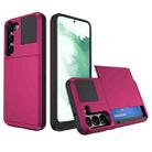 For Samsung Galaxy S22 5G Multifunction Armor Slide Card Slot Phone Case(Rose Red) - 1