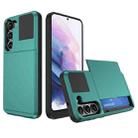 For Samsung Galaxy S21+ 5G Multifunction Armor Slide Card Slot Phone Case(Green Lake) - 1