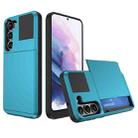 For Samsung Galaxy S21+ 5G Multifunction Armor Slide Card Slot Phone Case(Sky Blue) - 1