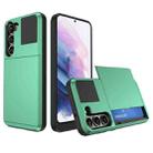 For Samsung Galaxy S21+ 5G Multifunction Armor Slide Card Slot Phone Case(Mint Green) - 1