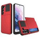 For Samsung Galaxy S21+ 5G Multifunction Armor Slide Card Slot Phone Case(Red) - 1