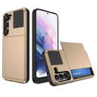 For Samsung Galaxy S21+ 5G Multifunction Armor Slide Card Slot Phone Case(Gold) - 1