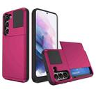 For Samsung Galaxy S21 5G Multifunction Armor Slide Card Slot Phone Case(Rose Red) - 1