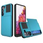 For Samsung Galaxy S20 FE Multifunction Armor Slide Card Slot Phone Case(Sky Blue) - 1