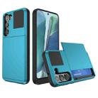 For Samsung Galaxy Note20 Multifunction Armor Slide Card Slot Phone Case(Sky Blue) - 1