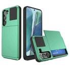 For Samsung Galaxy Note20 Multifunction Armor Slide Card Slot Phone Case(Mint Green) - 1