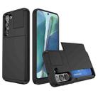 For Samsung Galaxy Note20 Multifunction Armor Slide Card Slot Phone Case(Black) - 1