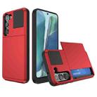 For Samsung Galaxy Note20 Multifunction Armor Slide Card Slot Phone Case(Red) - 1