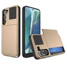 For Samsung Galaxy Note20 Multifunction Armor Slide Card Slot Phone Case(Gold) - 1