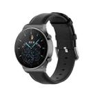 For Huawei Watch 4 / Watch 4 Pro Round Tail Leather Watch Band(Black) - 1