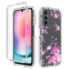 For Samsung Galaxy A24 5G / 4G Transparent Painted Phone Case(Pink Flower) - 1