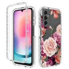 For Samsung Galaxy A24 5G / 4G Transparent Painted Phone Case(Purple Floral) - 1