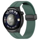 For Huawei Watch 4 / Watch 4 Pro Folding Buckle Silicone Watch Band(Dark Green) - 1