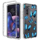 For Motorola Edge 2022 Transparent Painted Phone Case(Blue Butterflies) - 1